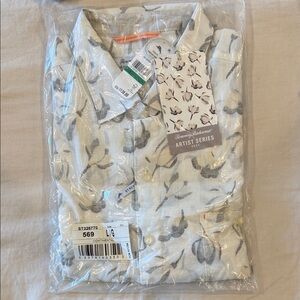 Tommy Bahama White Button-Down with Gray Floral Print